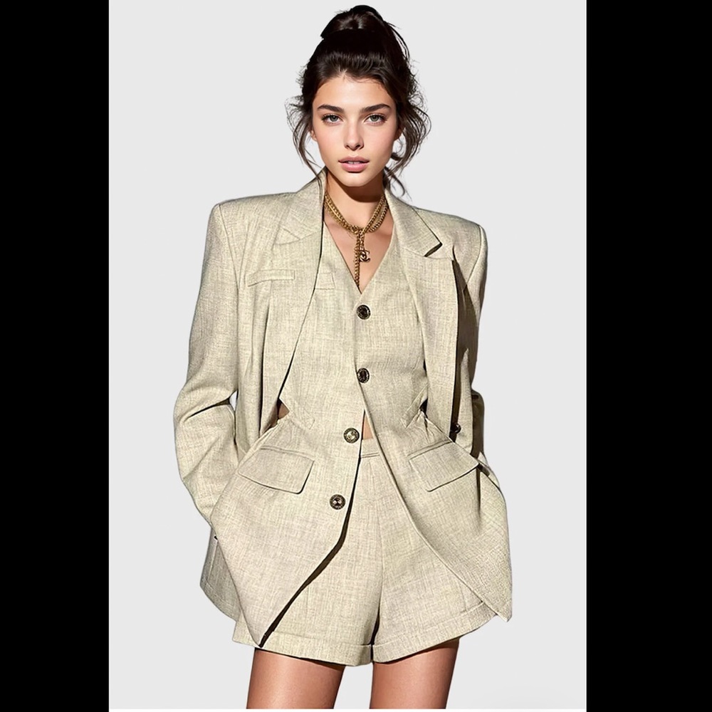 Monvess 3-piece Beige Suit Set